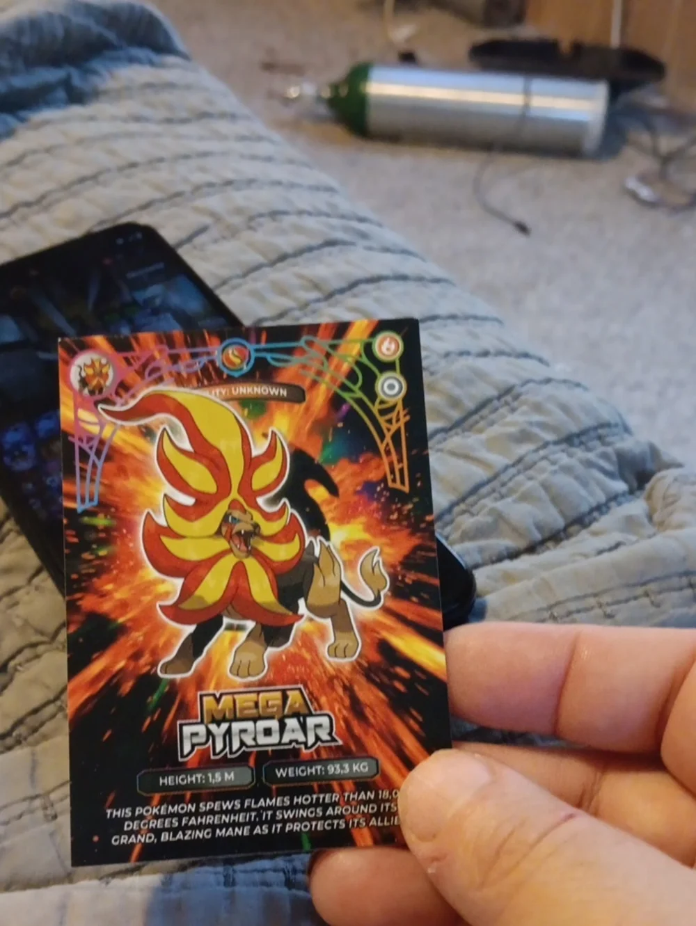 Pokemon Mega Pyroar Trading Card - Red, Yellow, Orange, Black